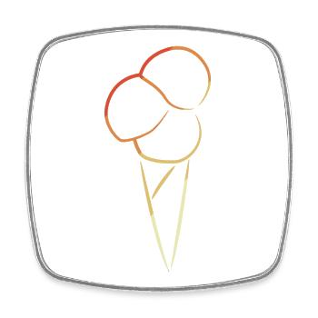 Croquis de crème glacée vintage - Magnet carré - blanc - Devant