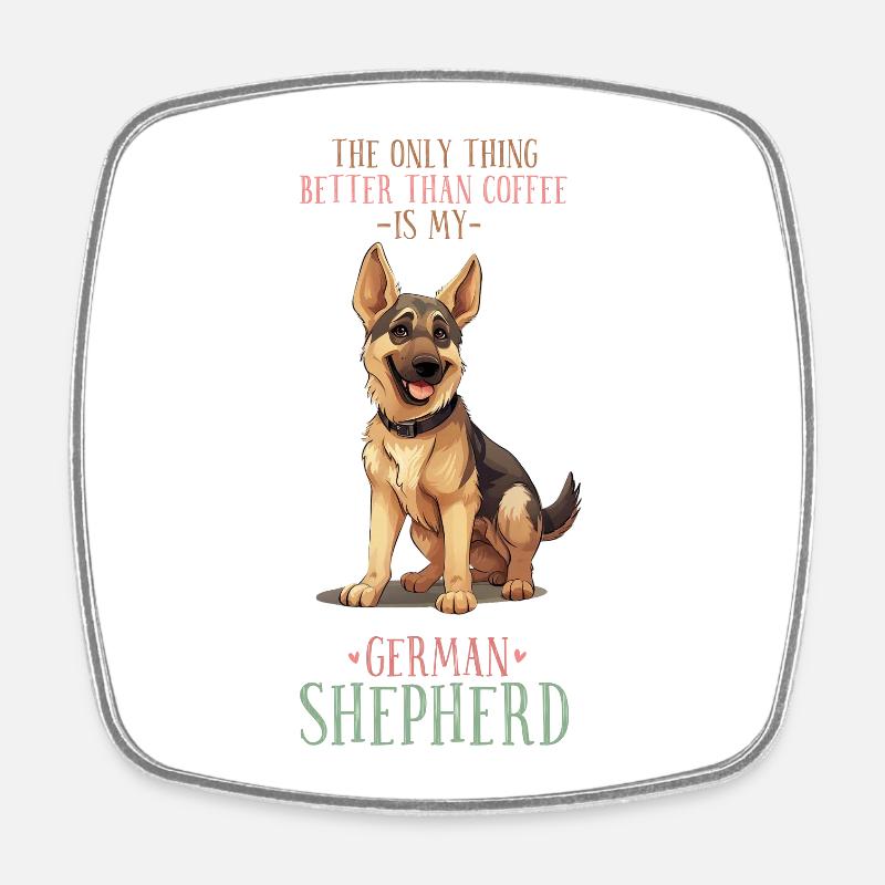 Deutscher Schäferhund und Kaffee - Viereckiger Kühlschrankmagnet - Weiß