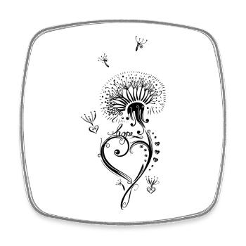 Löwenzahn Pusteblume mit Herz - Viereckiger Kühlschrankmagnet - Weiß - Vorne