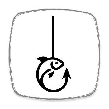 Fish on the hook - Square fridge magnet - white - Front