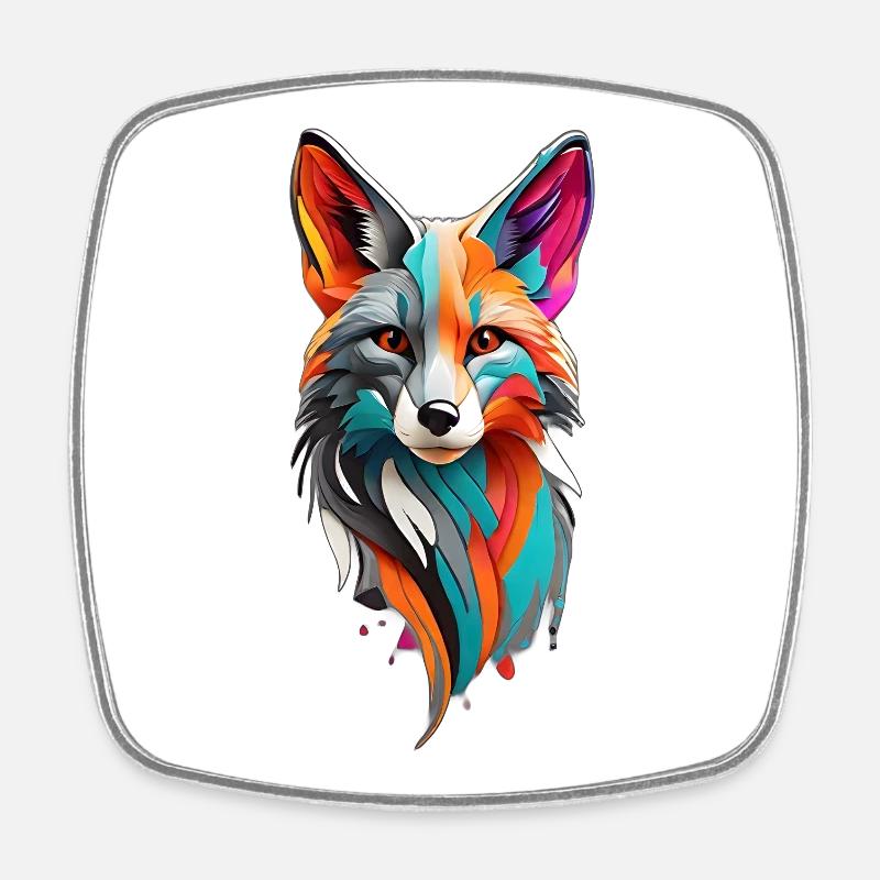 renard coloré - Magnet carré - blanc