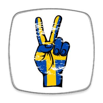Sweden Flag Peace Victory Symbol Used - Square fridge magnet - white - Front