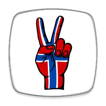Drapeau de la Norvège Symbole de la Victoire de la Paix - Magnet carré - blanc - Devant