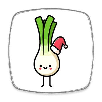 Kawaii Leek Santa Claus - Square fridge magnet - white - Front
