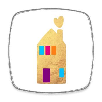 House Gold Window Hearts Home Home Hygge - Square fridge magnet - white - Front
