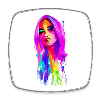 Lady 70's Retro - Square fridge magnet - white - Front