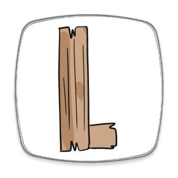 Letter L Wood Wooden Letter Name - Square fridge magnet - white - Front