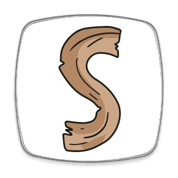 Letter S Wood Wooden Letter Name - Square fridge magnet - white - Front