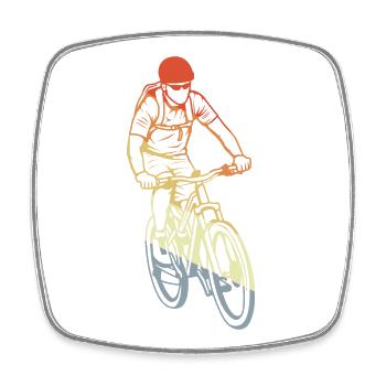 Vintage Mountainbiker Zeichnung - Viereckiger Kühlschrankmagnet - Weiß - Vorne