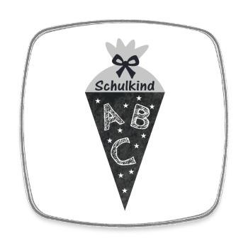 Schulkind 2026 - Schultüte in Tafeloptik - grau - Viereckiger Kühlschrankmagnet - Weiß - Vorne