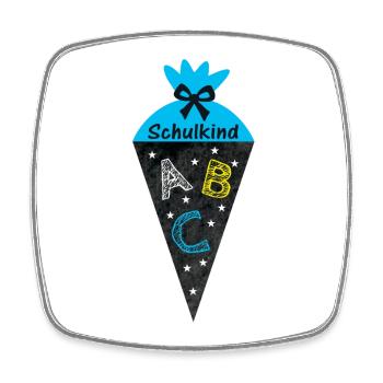 Schulkind 2026 - Schultüte in Tafeloptik - blau - Viereckiger Kühlschrankmagnet - Weiß - Vorne
