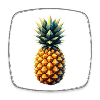 Ananas im Polygon-Stil - Viereckiger Kühlschrankmagnet - Weiß - Vorne