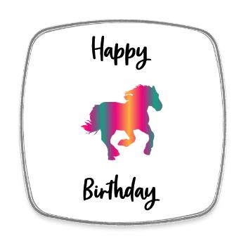 HAPPY BIRTHDAY. CHEVAL - Magnet carré - blanc - Devant