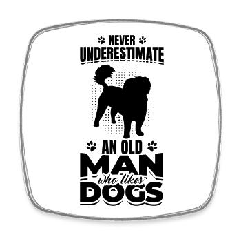 Grand-père chien - Magnet carré - blanc - Devant