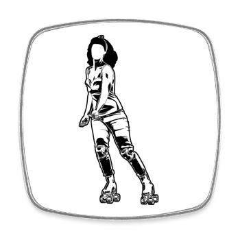 Roller Skating Woman - Square fridge magnet - white - Front
