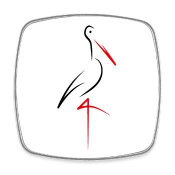 Storch - Viereckiger Kühlschrankmagnet - Weiß - Vorne