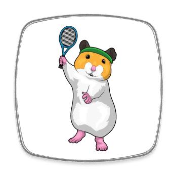 Hamster Tennis Raquette de tennis - Magnet carré - blanc - Devant