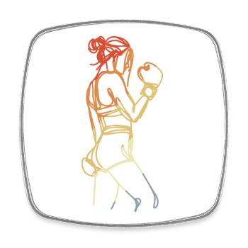 Weiblicher Boxer Retro - Viereckiger Kühlschrankmagnet - Weiß - Vorne