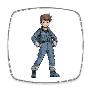 Vintage Comic Fighter Pilot - Square fridge magnet - white - Front