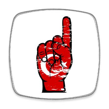 Drapeau de la Turquie numéro 1 utilisé - Magnet carré - blanc - Devant
