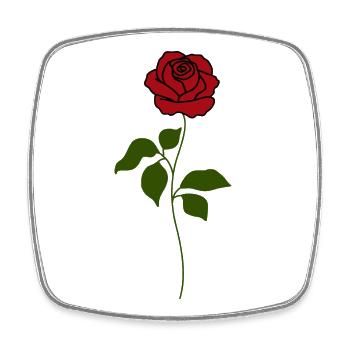 Rose Rouge tige verte - Magnet carré - blanc - Devant