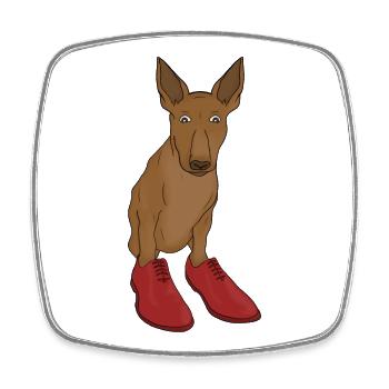 An adorable dog wearing shoes - Square fridge magnet - white - Front