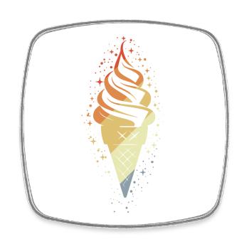 Cornet de crème glacée vintage - Magnet carré - blanc - Devant