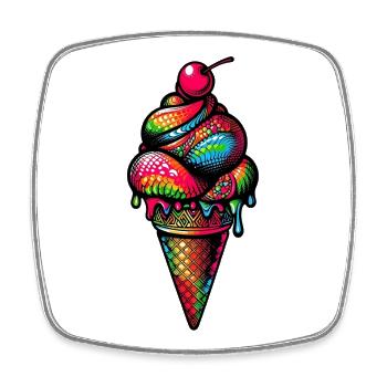 Eiswaffel Eis am Stiel - Viereckiger Kühlschrankmagnet - Weiß - Vorne