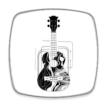 Ukulele - Square fridge magnet - white - Front
