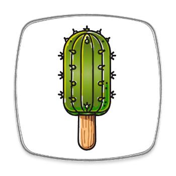 witziges Kaktus-Eis-Motiv im Comic Stil macht Spaß - Viereckiger Kühlschrankmagnet - Weiß - Vorne