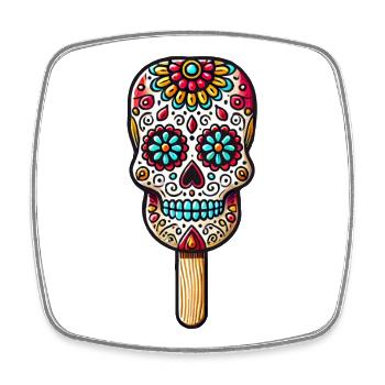 funny skull ice motif - Día de Muertos - Square fridge magnet - white - Front