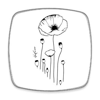 Poppy - flowers and capsules of opium poppy - Square fridge magnet - white - Front