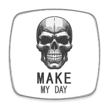 Schädel Motiv MakeDay - Viereckiger Kühlschrankmagnet - Weiß - Vorne