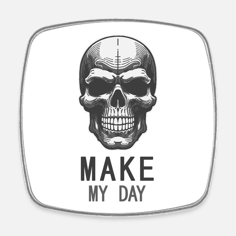 Skull Motif MakeDay - Square fridge magnet - white