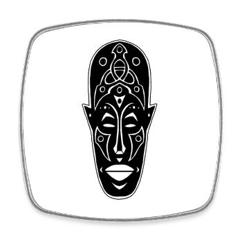 Masque africain étrange - Magnet carré - blanc - Devant