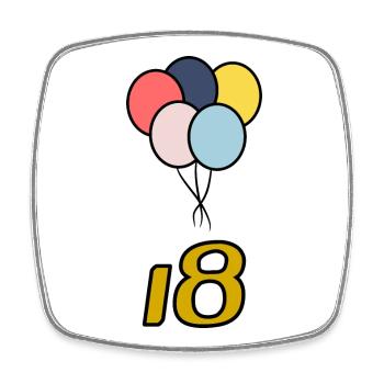 18. 18 YEARS OLD. 18th ANNIVERSARY. 18 BIRTHDAY. - Square fridge magnet - white - Front
