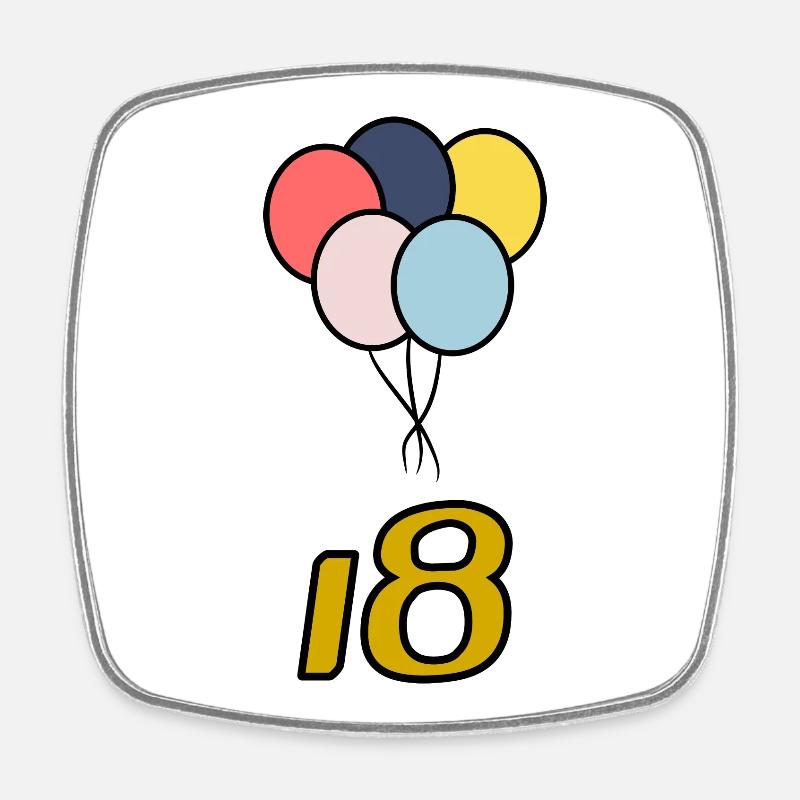 18. 18 YEARS OLD. 18th ANNIVERSARY. 18 BIRTHDAY. - Square fridge magnet - white