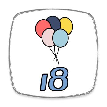 18. 18 YEARS OLD. 18th ANNIVERSARY. 18 BIRTHDAY. - Square fridge magnet - white - Front