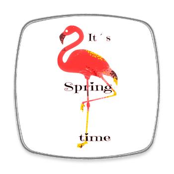 Flamingo - Viereckiger Kühlschrankmagnet - Weiß - Vorne