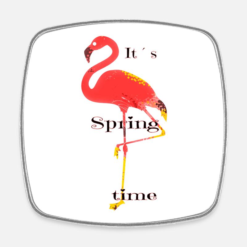 Flamingo - Viereckiger Kühlschrankmagnet - Weiß