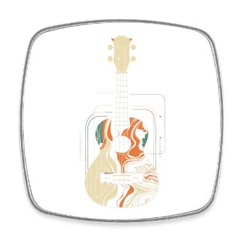 Ukulele Graphics - Square fridge magnet - white - Front