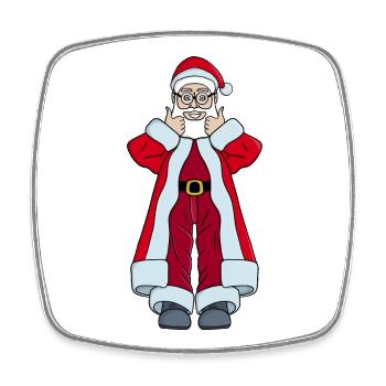 Weihnachtsmann mit Daumen hoch - Viereckiger Kühlschrankmagnet - Weiß - Vorne
