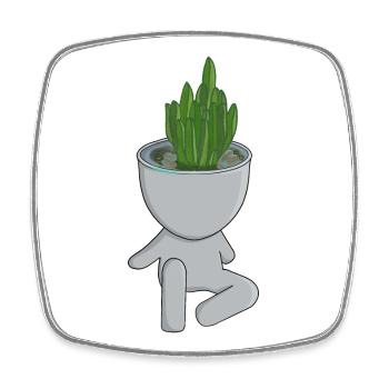 Pot de fleurs en forme de personne - Magnet carré - blanc - Devant