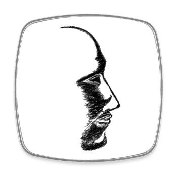 Tête - Dessinée - Magnet carré - blanc - Devant