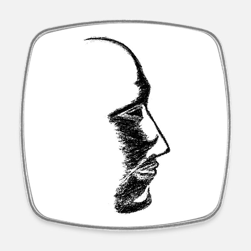 Head - Drawn - Square fridge magnet - white