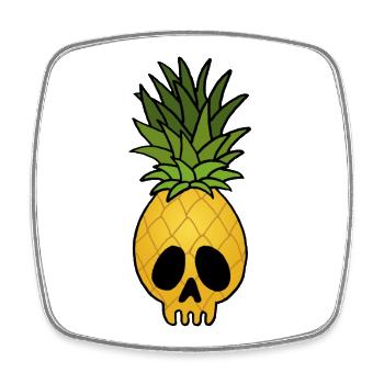 Ananas-Schädel - Viereckiger Kühlschrankmagnet - Weiß - Vorne