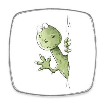 Droll Dino I Dinosaure Raptor - Magnet carré - blanc - Devant
