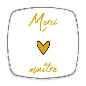 MAITRE. MAÎTRESSE. MERCI. MERCI MAÎTRESSE - Magnet carré - blanc - Devant