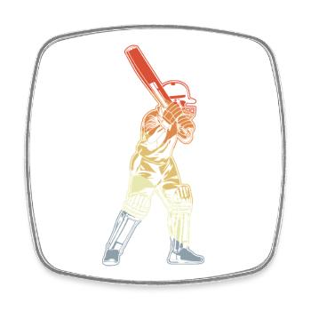 Retro Cricket Batter - Square fridge magnet - white - Front