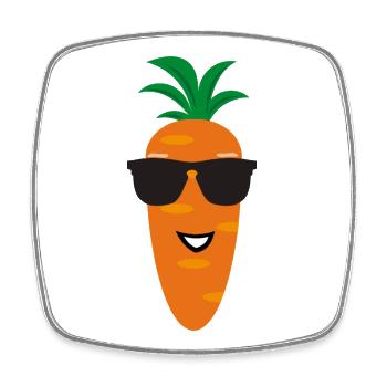 Carotte avec lunettes de soleil - Magnet carré - blanc - Devant